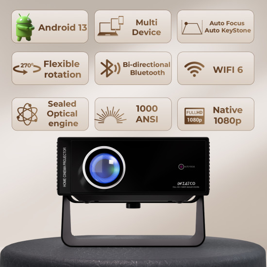 Wzatco Yuva Blaze , Android 13.0, Native 1080P Projector Wzatco Yuva Blaze , Android 13.0, Native 1080P Projector